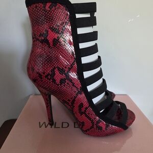 Wild Diva Red Snake Print Heels